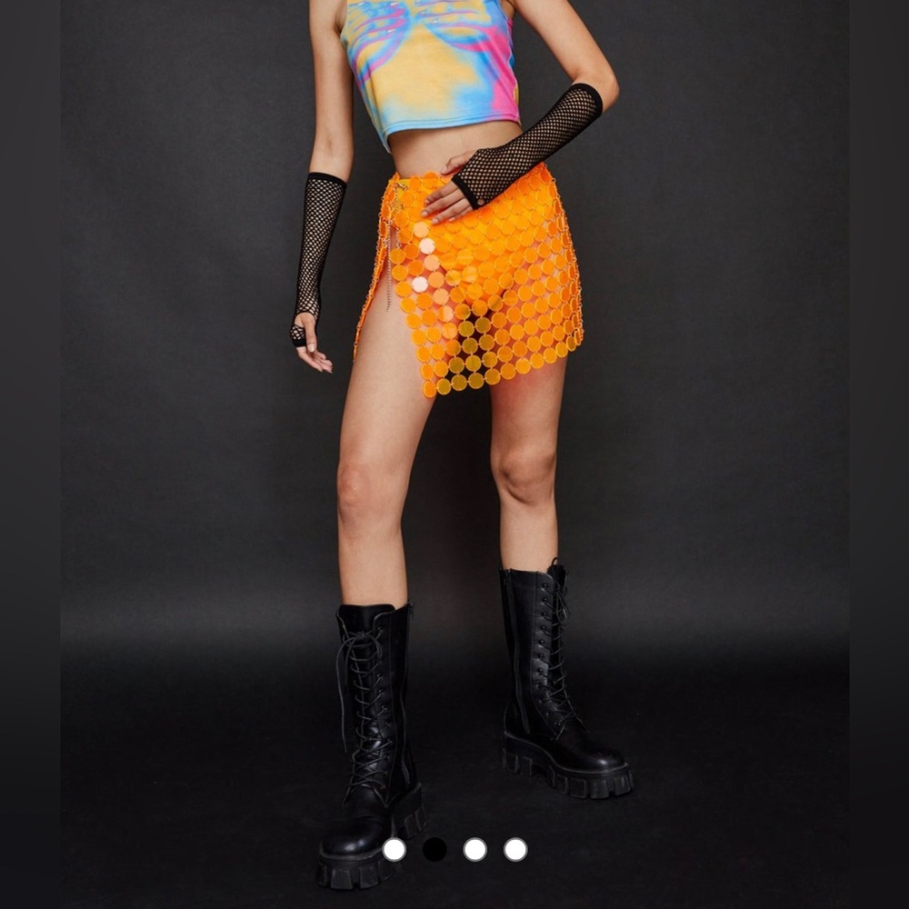 Nasty Gal - Neon Disc Chainmail Sequin Mini Skirt (One Size)